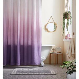 new PURPLE PINK Wild Sage 72x98 inch Maylin Ombre 100% Cotton Shower Curtain